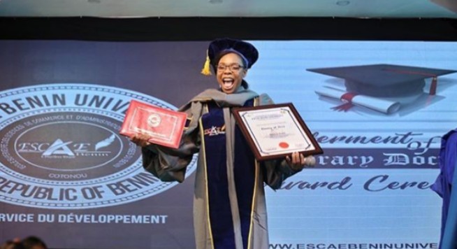 Nigerian Dancer, Kaffy Decorated Honorary Doctorate Degree in Benin Republic