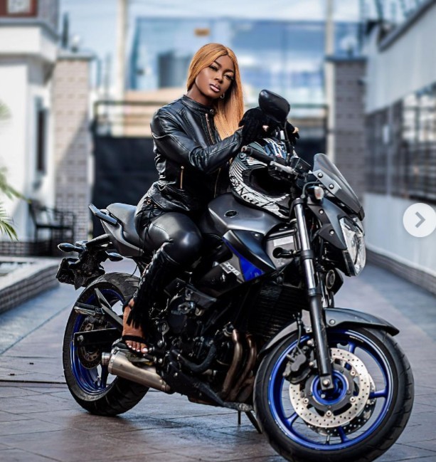 Ka3na Shares Biking Skills on All Black-Outfit, Dares Ex-Housemates Says She Means Business