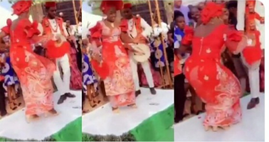 A viral video has captured an adorable moment an excited bride wowed her groom and guests as she goes wild with amazing dance steps on her wedding day.