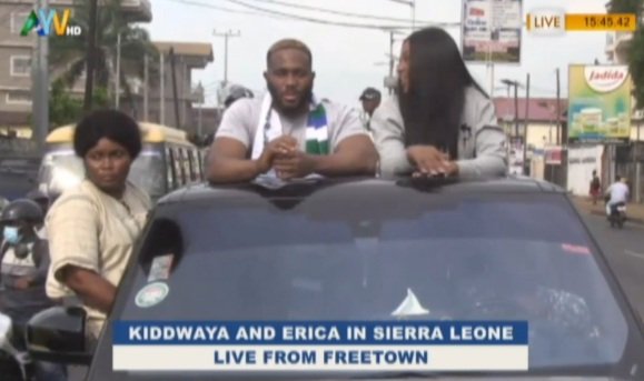 Fans Goes Crazy As Erica, Kiddwaya Drives Through Sierra Leone [Video]