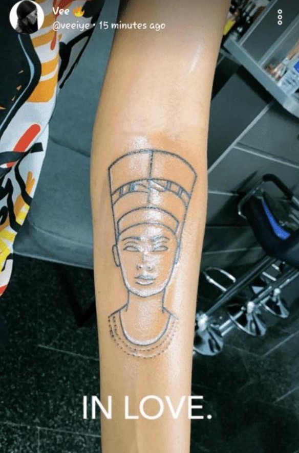 BBNaija Vee Gets Ancient Egyptian Queen As Second Tattoo
