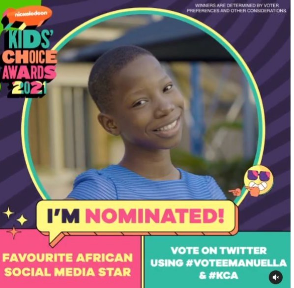 Emmanuella Gets Nomination for Nickelodeon Kids’ Choice Award