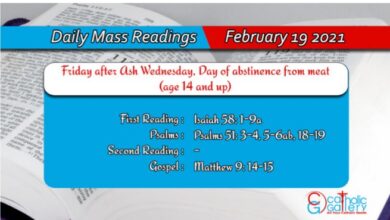 Online Daily Mass Readings For Catholic 19th February 2021 Friday