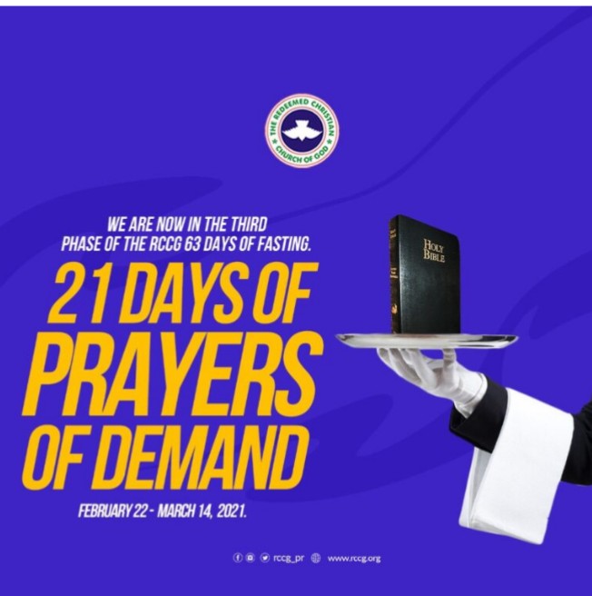 Phase 3 of RCCG 63 Days Fasting And Prayer 1st March 2021 – Day 8 Prayer Bulletin