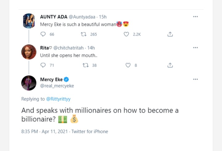 Mercy Eke Replies Troll Who Mocked her Accent, I Speak With Millionaires