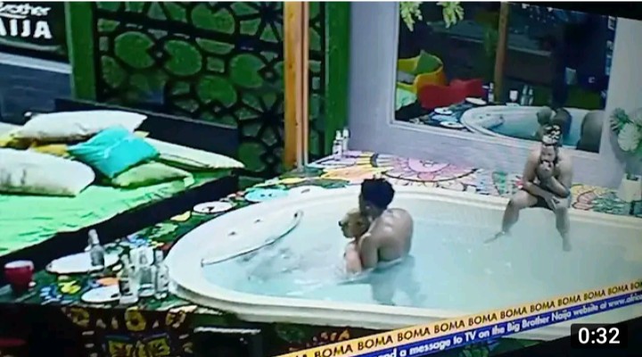 Queen Opens Legs for Boma in BBNaija Jacuzzi Friday Party 