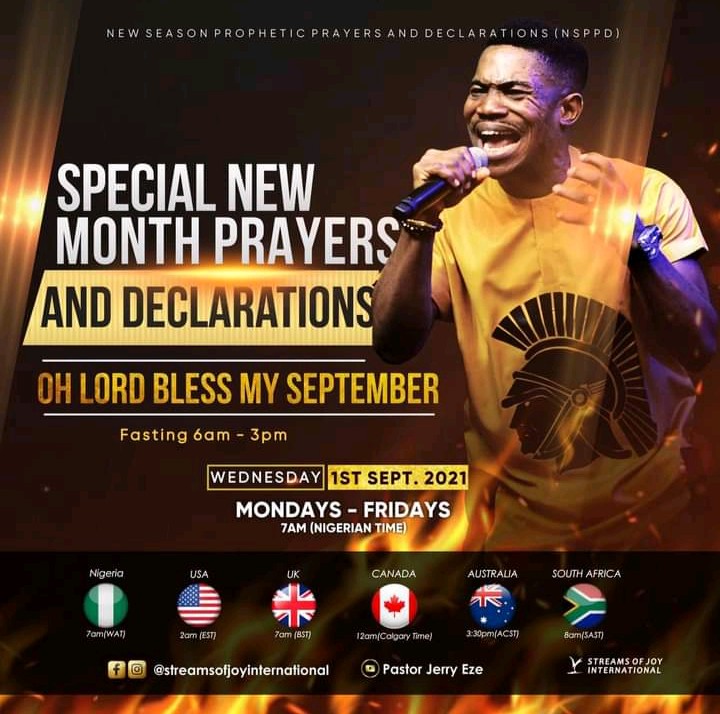 Live Jerry Eze New Month Prophetic Prayers 1 September 2021 @7am