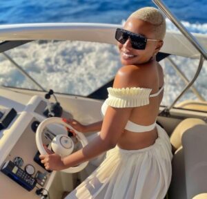 Nancy Isime Rides Yacht in Monaco, Shows Off Her Endowment in White