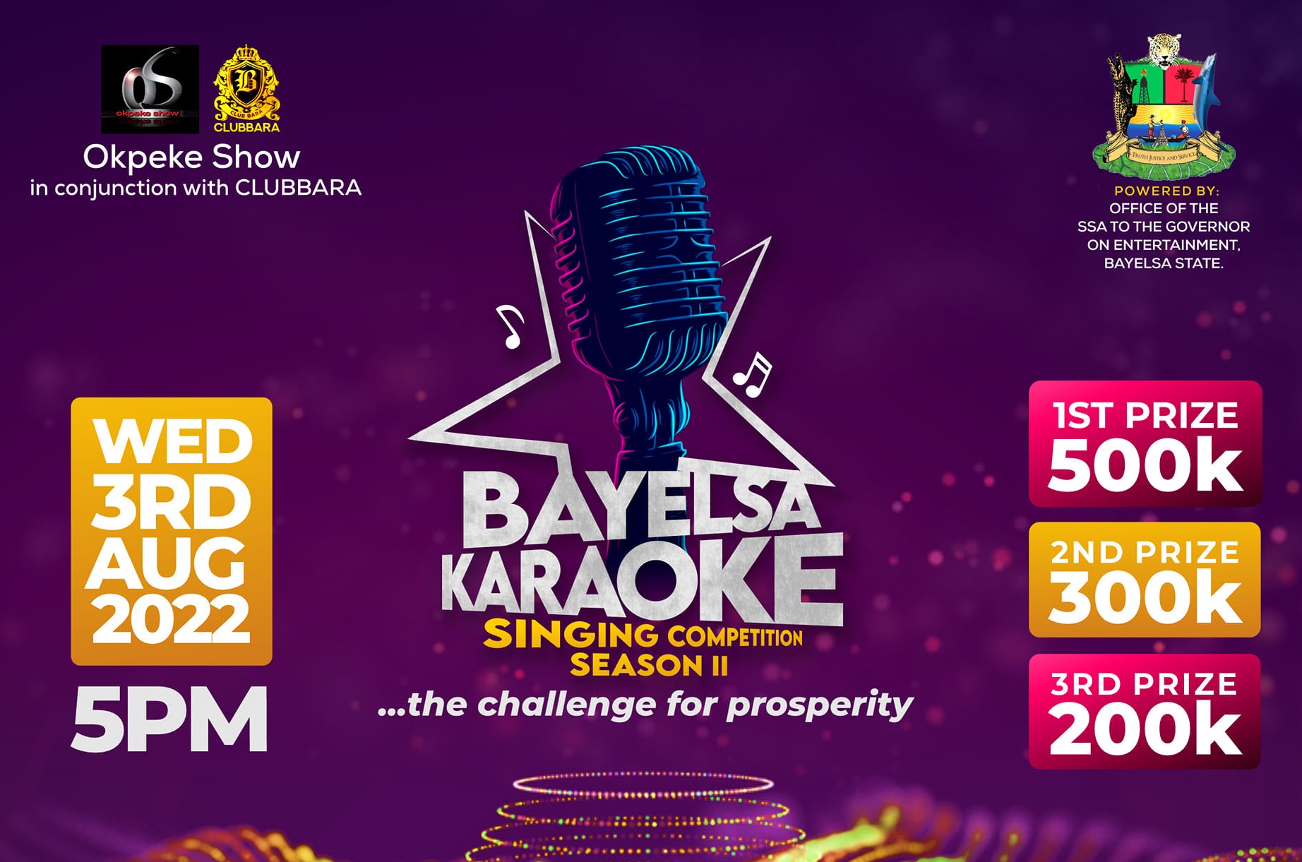 Bayelsa Karaoke Singing Competition Season II Opens August 3 at Club Bara