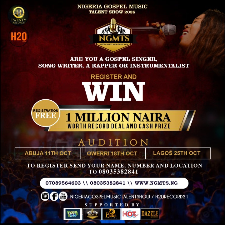 Nigeria Gospel Music Talent Show 2025 | Registration, Audition Dates & Prizes