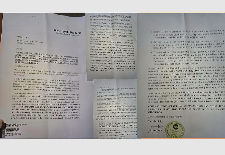 Azikel Group, Dr. Eruani Threaten Legal Action Over Alleged Defamatory Facebook Post, Demand Retraction Within 48 Hours