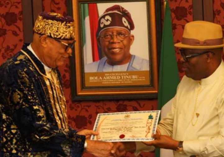 Fubara Presents Staff of Office to New Opobo Monarch, King Charles Macpepple Jaja